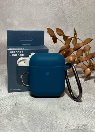 Чехол Silicone Case для AirPods 2 в сине-зеленом цвете с караб...