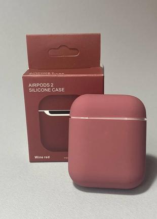 Чехол Silicone Case для AirPods 2 розово-бордовый Силиконовый ...