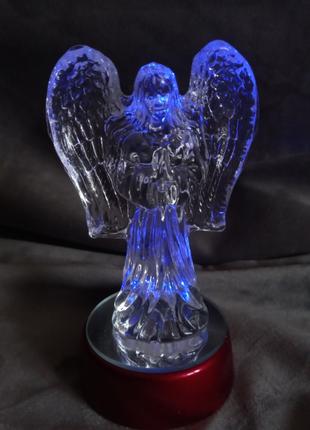 Ангел скляний світловий з підставкою