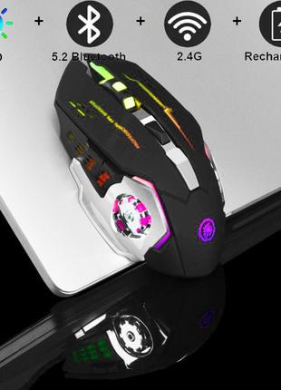Бесшумная геймерская беспроводная мышь с аккумулятором, RGB по...