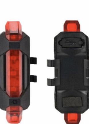 Ліхтарик на велосипед з акумулятором Li-ion BS-216 USB червони...