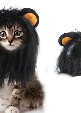 Кошачий парик грива для маленьких собак и кошек черный (Размер...