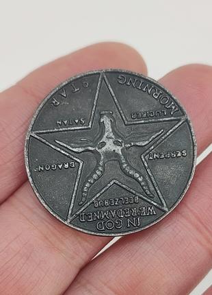 Монета сувенирная "Люцифер" (Сатана) цвет - античное серебро а...