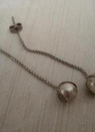 Серебряные серьги сережки свисающие висящие каскады 925 проба ...