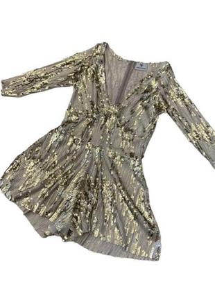 Платье ромпер комбинезон золотой блестящий праздничный пайетки