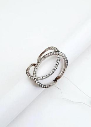 Серебряное родированное кольцо в стиле шанель 20 размер