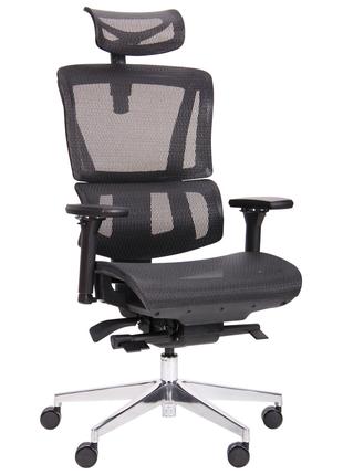 Кресло офисное с сетки AMF Agile черный с регулировкой подголо...