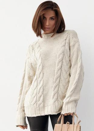Вязаный свитер с косами oversize