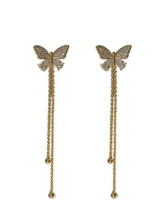 Серьги бижутерия женские "Бабочки WM90" Серебристые