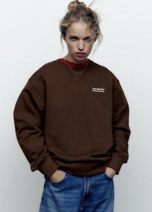 Zara свитшот с надписью, толстовка, худи, реглан, свитер, кофта