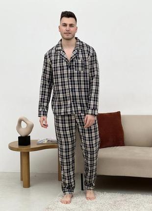 Піжама чоловіча cosy домашній костюм з фланелі (штани+сорочка)...