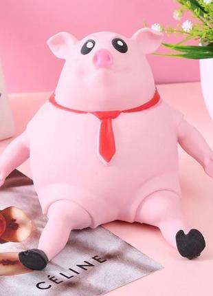 Игрушка антистресс сквиш большой розовая свинья pink pig big  ...