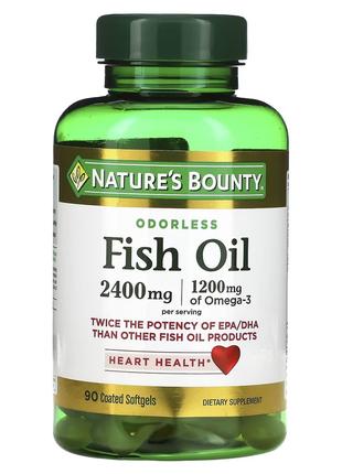 Рыбий жир, 2400 мг, Odorless Fish Oil, Nature's Bounty, 90 гел...