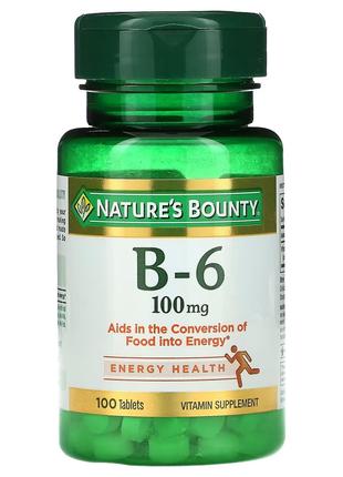 Витамин B6, 100 мг, Vitamin B6, Nature's Bounty, 100 таблеток