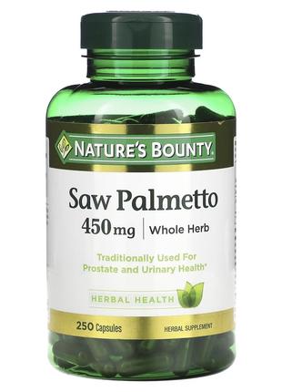 Зі Пальмето, 450 мг, Saw Palmetto, Nature's Bounty, 250 капсул