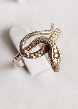 Кольцо женское серебро 925 проба змея
