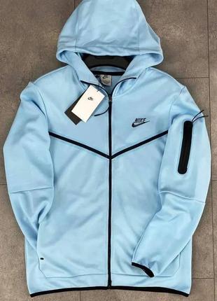 Мужская синяя кофта с капюшоном на молнии Nike Tech Fleece