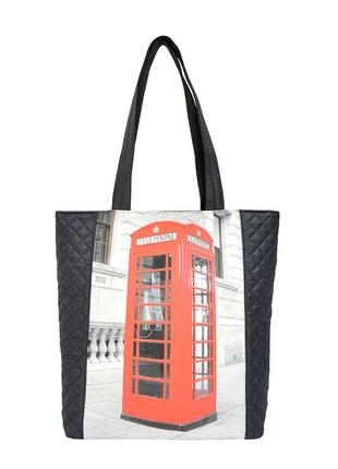 Женская сумка шоппер на плечо, сумка с принтоим лондон, тексти...