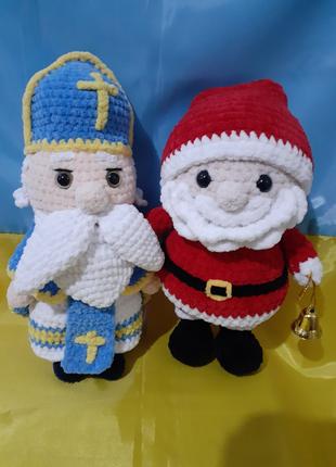 Плюшеві іграшки Св. Миколай, Санта Клаус, Дід Мороз ручної роботи