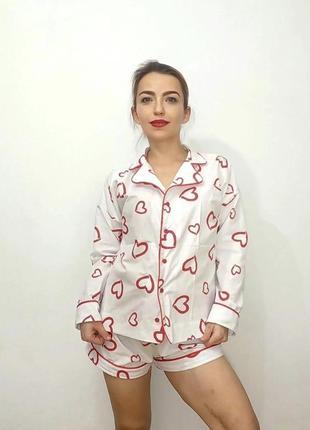 Женская пижама рубашка и шорты