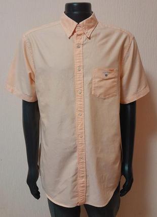 Шикарная оксфордская рубашка с короткими рукавами персикового ...