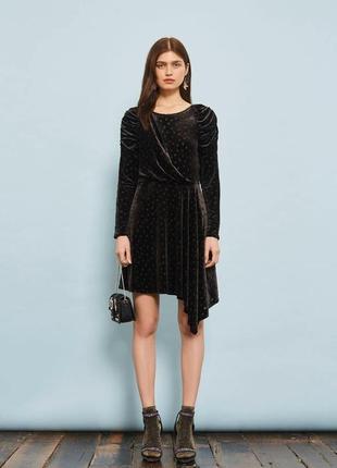 Ассиметричное бархатное платье topshop черное велюровое платье...