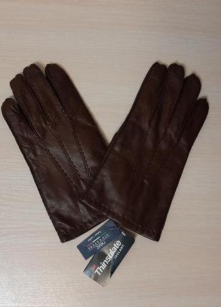 Красивые мягкие кожаные перчатки next, на утеплителе thinsulate