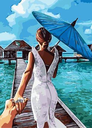 [0159] Картина по номерах 0159 ОРТ цв. Девушка с голубым зонто...