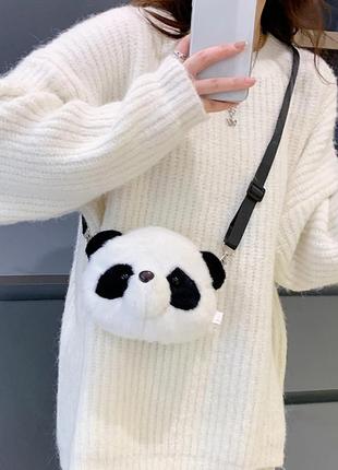 Меховая сумочка кросс-боди мишка панда