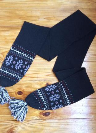 Теплый зимний шарф/ шарф/ двойной шарф с кисточками