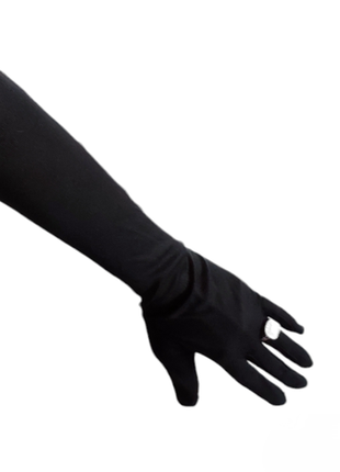 Черные длинные перчатки перчатки матовые женские для фотосесси...
