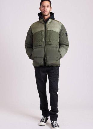 Пуховик stone island modified panama nylon mix down jacket