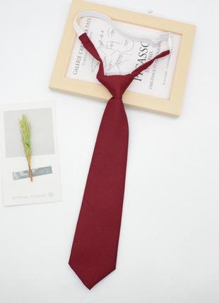Бордова краватка на резинці 9288 вишнева однотонна вузол на ши...
