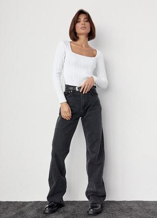 Женские джинсы палаццо с необработанным низом