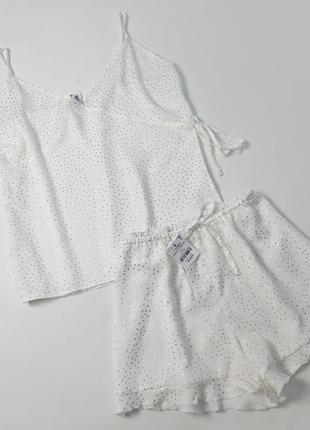 Новый атласный пижамный комплект майка и шорты