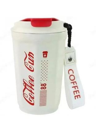 Teрмочашка 390 мл coca-cola coffee біла термочашка термокружка