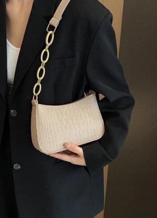 Женская дизайнерская роскошная маленькая сумка бежевая через п...