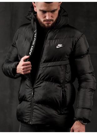 Мужская зимняя куртка Nike утепленная черная куртка найк пухов...