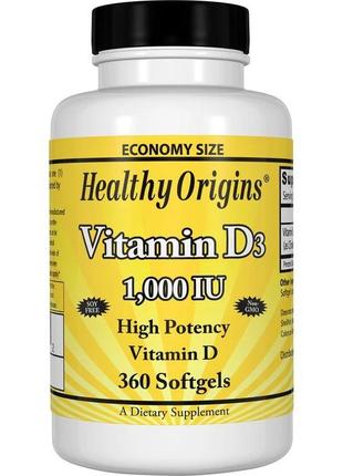 Витамины и минералы Healthy Origins Vitamin D3 1000 IU, 360 ка...