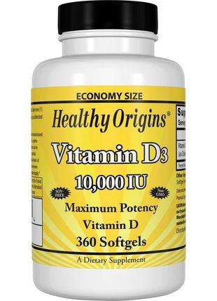 Витамины и минералы Healthy Origins Vitamin D3 10000 IU, 360 к...