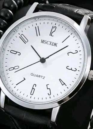 Чоловічий наручний білий кварцовий діловий годинник. Наручные час