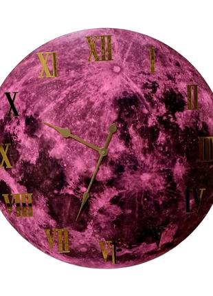 Часы светящиеся в темноте Розовая Луна диаметр 50см цифры и ст...