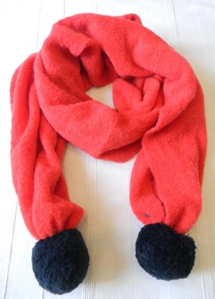 Tommy hilfiger яскраво-червоний шарф з помпонами