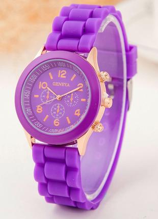 Часы женские Geneva силиконовый ремешок фиолетовый цвет
