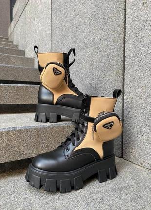 Черевики prada boots zip pocket black/nude