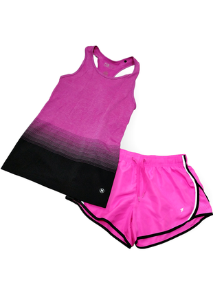 Next комплект для тренировок ярко-розовые шорты и розовая комп...