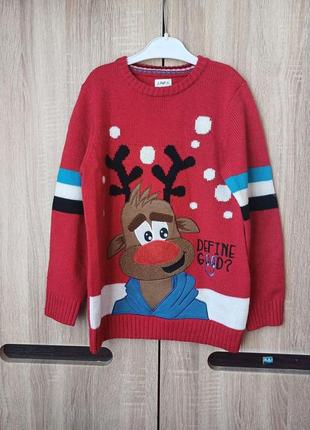 Фирменный f&f праздничный новогодний свитер с принтом "олень" ...