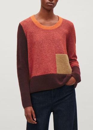 Cos  свитер из шерсти в стиле колор-блок с карманом