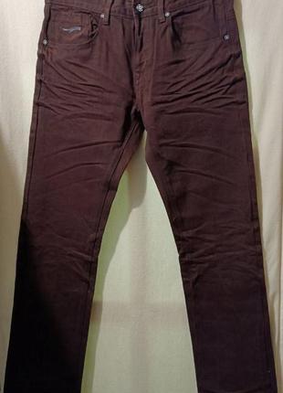Чоловічі джинси fsbn бордово-баклажанові р.36/34 100% бавовна