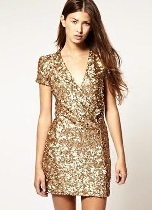 Шикарна золота сукня в паєтки від french connection